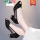 CARTELO 2025 summer new black thick heel high heel fish mouth middle-aged and elderly soft sole mother sandals mid-heel comfortable women's shoes