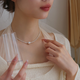 Xuju Shijia Pearl Pendant Broken Silver Couple Necklace Women's Niche High-Quality Imitation Pearl Clavicle Chain as a Gift for Wife Broken Silver Couple Pearl Necklace Y128