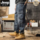 JEEP SPIRIT美式重磅复古工装牛仔裤男士宽松直筒潮牌大码多口袋哈伦休闲长裤 复古蓝 【尺码偏大】 XL 【建议130-145斤】