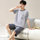 
ZIPJBX Gulu Clothing Men's Pajamas Summer Round Neck Short Sleeve Shorts Casual Set Loose Simple Thin Home Clothing Set z-6623# L (Suggested 100-120Jin [Jin equals 0.5 kg])