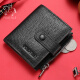 Cobia Paul Wallet Men's Short Leather Wallet Multi-Card Wallet Business Cowhide Men's Couple Wallet Zipper Certificate Bag Black Black