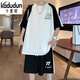 Kaduton Adolescente Traje de manga corta de 20 años de edad de 20 años de edad en una camiseta suelta de gran tamaño de la escuela secundaria de 16 años Traje de ropa deportiva 5012 Muja negra M (70-100Jin [Jin es igual a 0.5 kg])