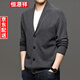 Hengyuanxiang spring and autumn wool casual jacket for men V-neck solid color knitted cardigan versatile middle-aged and young sweater men's outerwear camel XL 175