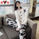 Yalu winter pajamas for women in 2024 new winter internet celebrity style coral velvet soft home clothes for women autumn and winter suit D-SZ686 white one-size [recommended 85Jin [Jin equals 0.5 kg]-130Jin [Jin equals 0.5 kg] wear].