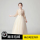 Xiaokayinong girls dress princess dress flower girl wedding little girl host evening dress piano performance suit long sleeve spring and summer champagne color long 361-D2160cm