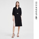 Ellassay [gleiches Modell in Tong Yao] Frühling neuer zweifarbiger Drei-Essigsäure-Kleid für Frauen EWF351Y15100 Classic Black XS