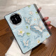 Ruisong eignet sich für Huawei Matex5 Mobiltelefon Hülle Butterfly X5 Collector's Version einfach Ins Style Fleisch Frauen X3 Klappbildschirm Full-Inclusive-Hülle X5 Flip-Stil High-End-Sinn Internet-Prominente Trend [Ölmalerei Schmetterlingsgrün] Faltblatt Full-Inclusive Flip Leder Casex5 Collector's Version