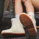 Feiyuega Mode Regenstiefel für Frauen im Freien im Freien mittelschwerem Regenstiefel Wasserschuhe nicht rutschfeiner Küchenautos Waschanwaschanlage Weiche Sohle Gummischuhe weiß braun 37