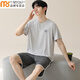 
Modal ice silk pajamas men in summer round neck short sleeve casual teenager men can wear home clothes suits outside 09M15606 XL 120-140Jin [Jin equals 0.5 kg]