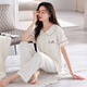 Clolv Kiss Pyjamas avec poitrine pour femmes pour le coton pur pur cardigan pantalon à manches courtes à manches courtes et confortable Les vêtements de maison peuvent être portés à l'extérieur de 694 mètres blancs (avec poitrine) M [155-160c90-110jin [Jin est égal à 0,5 kg]]]