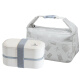 CAMUZ Bamboo Fiber Pro Double Layer Lunch Box Lunch Box Japanese Style Microwaveable 1200ML White 2-piece Set