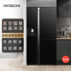 Hitachi (HITACHI) 569L three-door refrigerator originally imported large-capacity automatic ice bar small flagship machine vacuum preservation automatic ice making rapid refrigeration crystal black R-SBS3100NC