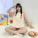 旭杉斯圆领夏季女士薄款甜美公主风睡衣女2025年新款短袖短裤家居服套装 679绿恐龙 M  建议80-90斤
