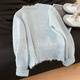 
She Chi Beaded Sweater 2025 Autumn New Women's Sweet Style Design Button Round Collar Top