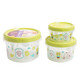 Duanchen redondear horno de microondas Box de refrescante Tazón de plástico de alimentos Refrigerador de congelación de refrigerador de almacenamiento de tres piezas Tanque de almacenamiento de frutas de tres piezas Amarillo 1396 250ml