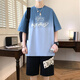 Bailedi T-shirt à manches courtes garçons 12-15 ans collégiens costume d'été 16 adolescents et enfants plus âgés vêtements d'été tendance et beau WY-6169 Lake Blue (manches courtes + short) 180 3XL (140-160Jin Jin équivaut à environ 0,5 kg)
