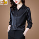 Sorrynam black mulberry silk shirt women's high-end European fashion fashion acetate satin shirt black M 95-105Jin Jin equals 0.5 kg
