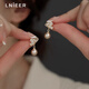 Lnieer925 Silver Needle Butterfly Champagne Pearl Earrings 2025 New High-end Cat's Eye Stud Earrings Temperament Earrings for Women Butterfly Pearl Earrings 925 Silver Needle