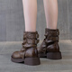 Jin Riman Martin Boots Frauen Kurzstiefel Frauen Frühling und Herbst Retro Western Cowboy Boots Frauen Lange Bootsgürtel Schnalle Hülle Ritterstiefel M2656 Brown 37
