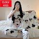 Clolvkiss Frühlings- und Sommerpyjamas für Frauen kurzärmelige, reine Baumwoll-Drei-teilige Neujahrs neue süße Pai Star Summer Dünne Heimkleidung #LXE-Drei-Stück Set 653 Big White Gans Short Sleeves + Shorts M [75-95jin [Jin gleich 0,5 kg]]