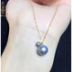 Pure Mancheng genuine 18K gold bell model Zhenduo hemp size double bead pendant Japanese Akoya natural seawater pearl necklace silver gray blue 3.5-8.5mm