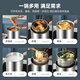 Gold soup and silver dumplings 316 stainless steel frying pan for home kitchen fuel-saving small frying pan for French fries skewers and fried eggs for gas induction cooker frying pan + drain blue + visible lid 16.5cm 3L