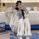 
Yalu pajamas for women in autumn and winter plus velvet thickened coral velvet long sleeves warm and sweet flannel home clothing set LL-679 M [75-100Jin [Jin equals 0.5 kg]]