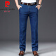 Pier Cardin Light Luxury High-End High-Wist-End Jeans para hombres en verano Floje elástico de mediana edad y anciano Padrada informal de pantalones rectos delgados 3892 Modelos negros 29