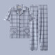 Heyu Herren-Pyjama-Herren-Kurzärmel-Sommer-Dünne Baumwoll-Pyjama-Pyjama-Herren-Feder- und Sommer-Kleidungsstück G3884 Blau (kurzärmelig) 195 4xl [Empfohlen 170-200jin [Jin gleich 0,5 kg]]