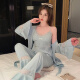莫代尔春季性感带胸垫冰雪丝睡衣女2025新款长袖春夏家居服吊带三件套 9226-2豆沙色 【两件套】 M 【80-100斤】