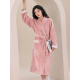 Gold number plus velvet flannel bath towel bathrobe thickened coral velvet pajamas for women autumn and winter plus velvet flannel bathrobe pink color matching (new) M