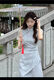 
Lingjiu 2025 light Chinese style blue new Chinese style improved cheongsam waist-hugging slimming skirt 14108 blue dress S