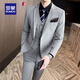 Romon suit men's best groom and groom business casual slim suit jacket four-piece suit men's clothing dark gray (suit vest trousers) button XL