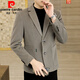 Pierre Cardin fashion men's autumn and winter woolen suits trendy business high-end casual thickened woolen men's small suit jacket black 165/M suitable for 95-105Jin Jin equals 0.5 kg