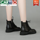 
CARTELO Summer New Martin Boots Women's Sandals Leather Cool Shoes Hollow Breathable Hollow Shoes British Style Short Boots Women's Black 39