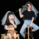 酷依宝七夕白色头纱头饰拍照道具新娘订婚求婚主婚纱领证登记结婚礼小轻
