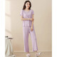 Pijama modal para mujeres en verano estilo delgado modal de manga corta con almohadillas en el pecho pantalones de nueve puntos para ropa para aire al aire libre juego de ropa para el hogar seda fría sensación 841 púrpura (con almohadillas en el pecho) l