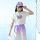 
Pitt Girls T-shirt Nail-exposed Summer 2025 New Medium-Large Children's Fashion Short-Sleeve Top Children's Clothing Summer Fashion 9889 White + 4018 Taro Pure Cream 150 cm