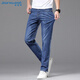 Jeanswest Jeans Men 2025 Summer Youth Men Loose Loose Low Straight Stretf Casual Caseter Blue Thin 32