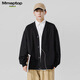 MMOPTOP Japanese solid color sweater long-sleeved men's autumn and winter retro loose V-neck cardigan MT2350 black 2XL