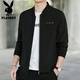 Playboy (PLAYBOY) jacket men's coat men's autumn and winter tops casual trendy slim baseball uniform black 2XL