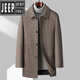 
JEEP SPIRIT Cotton Clothes Men's Autumn and Winter Trench Coat Wool Coat with Cotton Thick Tweed Coat Lapel Grey 3XL
