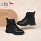 Rote Libelle-Feldern Frauenstiefel Martin Boots Frauen British Style High-Top Herbst und Winter neuer Stil Plüsch warme dicke Kurzstiefel Frauen schwarz (Plush Plüsch) 38