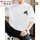 Woodpecker (Tucano) 260G American Heavy Gewicht T-Shirt Herren-Kurzärmel-Baumwollrunde Hals Top Sommer Trendy Lose Baumwoll halbärmelte T-Shirt M09-694 Black S [80-100jin [Jin gleich 0,5 kg]]]