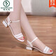 Carpintería de carpintería sandalias blancas para mujeres 2025 nuevos zapatos para mujeres de combinación de matrícula blanca zapatos de madre suave y cómoda Q683-4 cm 34