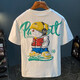 Jeep Spirit 1941 Estd Dingdang Katzendruck Kurzarm T-Shirt Männer 2024 Sommer dünner Mode Komfort Top Runde Hals Cartoon T-Shirt Männer 9913 Weiß 2xl Größe
