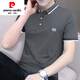 Pierre Cardin 2025 NUEVO COLLO HOMBRE COLLO CONTRO Top de verano Jóvenes informales de cuello pequeño Camiseta media manga moderna camisa de polo tostulada Verde S5012 3xl peso 160-180