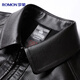 Lomon leather jacket for men in autumn and winter, middle-aged velvet thickened lapel coat, warm leather jacket, middle-aged and elderly men's top