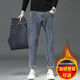 Pantalones de hombres cortos de Dangermo Jeans Autumn and Winter Style Men's Nine-Point Plus Velvet engrosado de la versión coreana de la versión coreana Versátil 9901 Blue Plus Velvet 31