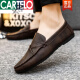 Kartel Krokodilschuhe Herren 2025 Sommer Neue Männerschuhe trendy und atmungsaktive britische lässige Lederschuhe Herren D826 Black 39